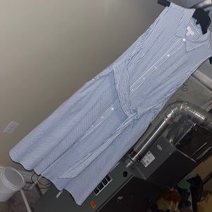 Blue and white stripes sleevesles dress 👗 large petite 100% algodón